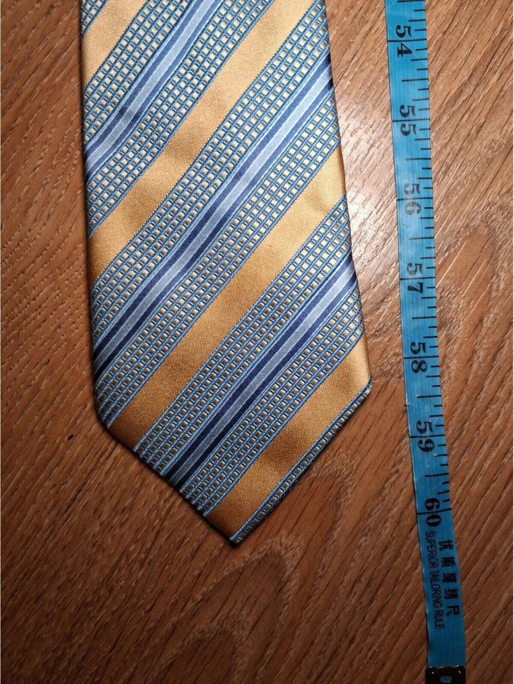 Ermenegildo Zegna Silk Tie Yellow Blue Striped Made in Italy